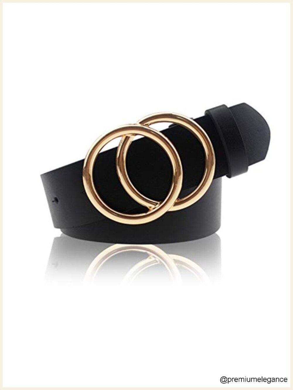 Women's PU Leather Double O Ring Faux Leather Waist Belt